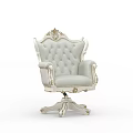 Classic Style Accent Chair With Carved Frame Light Gray Leather Upholstery Button Tufted Back And Swivel Base