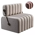 Modern Single Sofa With Vertical Stripe Design Light Tone And Metal Armrests 3d model