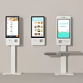 Public Facility Self Service Kiosks with Digital Menu Displays and White Pedestals