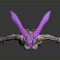 Futuristic Female Character 3D Model With Pink Pigtails And Silver Armor