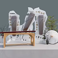 Smart Retail Empowering Domestic With Oriental Rain Rhythm Blue Backdrop Moon Pattern Bamboo And Rockery