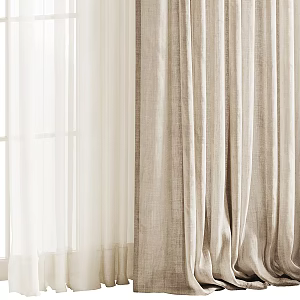 Modern Japanese Linen Tulle Curtain Gauze Curtain 3d model