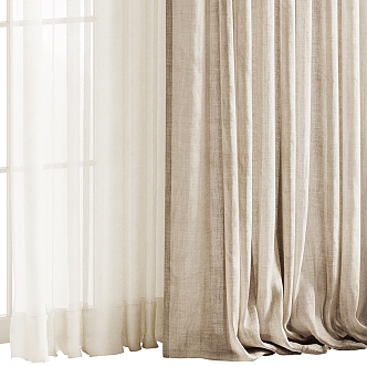 Modern Japanese Linen Tulle Curtain Gauze Curtain 3d model