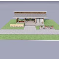 Traditional Post Station With Wooden Roof Stone Pavement Grass Area And Rest Seating
