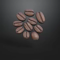 Organic Whole Coffee Beans Freshly Roasted Scattered On Dark Background