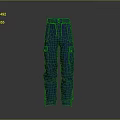 Blue Cargo Pants With Multiple Side Pockets Zipper Fly And Button Closure Design 3d model