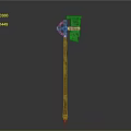 Ornate Battle Axe With Detailed Carved Handle And Decorative Head Design