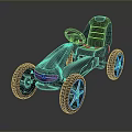 Sleek Blue Kids Go Kart With Streamlined Body Gray Seat And Black Wheels