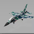 Modern Fighter Jet With Blue Green Camouflage Pattern Sleek Design And Aerodynamic Shape