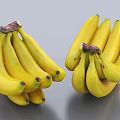 Fresh Yellow Banana Bunches on Gray Background with Natural Fresh Appearance