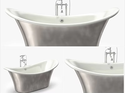 Sleek Freestanding Bathtub With Metallic Finish And Modern Faucet Design Details 3d model