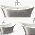Sleek Freestanding Bathtub With Metallic Finish And Modern Faucet Design Details