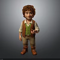 3D Character Model With Red Curly Hair Green Vest White Shirt Brown Pants And Boots