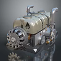 Heavy Duty Mechanical Equipment With Metal Casing Flame Logo Exhaust Pipes And Gear Components
