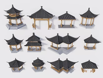Banting Ancient Architecture Banting Landscape Pavilion Wooden Pavilion Courtyard Pavilion Garden Pavilion Su-style Pavilion Heavy Eaves Pavilion 3d model