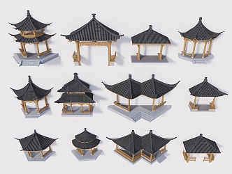 Banting Ancient Architecture Banting Landscape Pavilion Wooden Pavilion Courtyard Pavilion Garden Pavilion Su-style Pavilion Heavy Eaves Pavilion 3d model