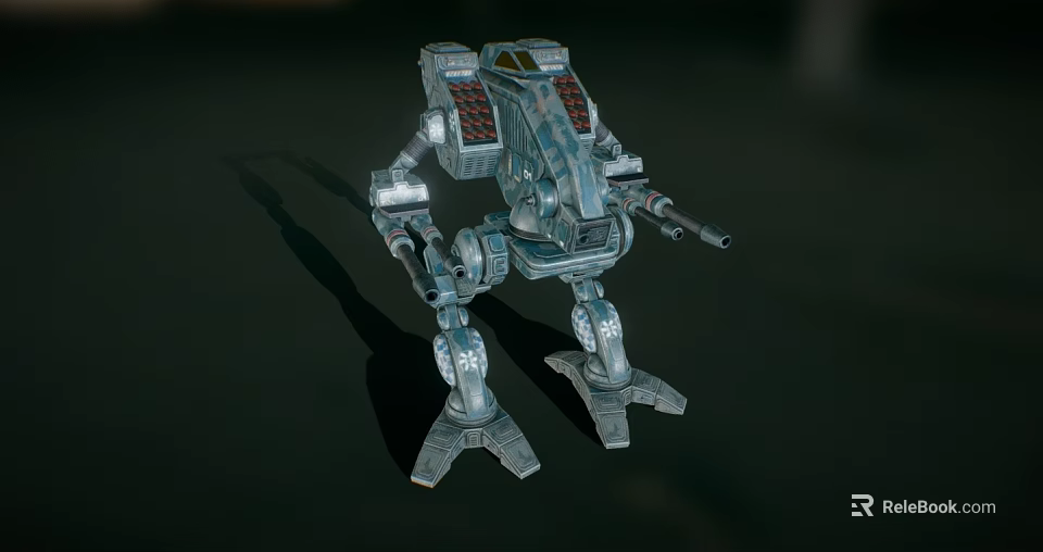 Futuristic Four Legged Mech Character With Metallic Weapon And Detailed Design 3d model 