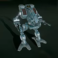 Futuristic Four Legged Mech Character With Metallic Weapon And Detailed Design