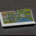 Modern Commercial Display Equipment With City Model High Rise Buildings Green Plants And Blue Lighting