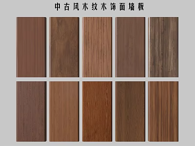 Chinese Style Wood Veneer Wall Paneling with Various Natural Wood Grain Designs 3d model