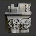 Intricate White Stone Architectural Carving With Symmetrical Gear Like Ornaments And Textures