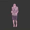 Professional Woman In Suit Holding Notebook And Pen Standing Against Gray Background