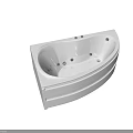 Elegant White Curved Built in Bathtub with Silver Faucets and Modern Design