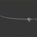Modern Tech Inspired Long Blade Weapon With Silver Metal Black Handle And Reflective Surface