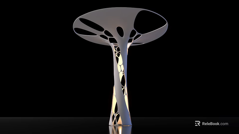 Artistic Mushroom Shaped Landscape Column Featuring Hollow Out Design And Illuminated Base 3d model 
