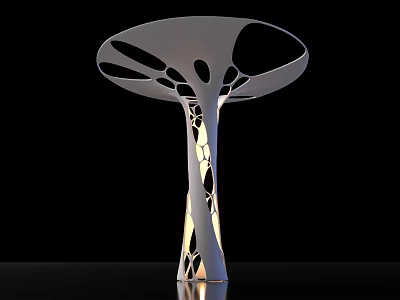 Artistic Mushroom Shaped Landscape Column Featuring Hollow Out Design And Illuminated Base 3d model