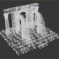 Ancient Stone Architectural Structure With Columns Arches And Stone Steps 3d model