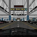 Indoor Parking Garage Interior Layout With Directional Signage Parked Cars Column Markers And Yellow Lines