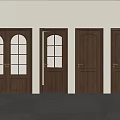Wooden Hinged Doors Featuring Various Panel Designs and Glass Inserts for Home Interior 3d model