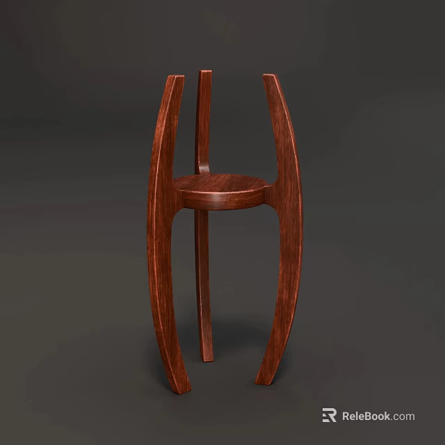 Minimalist Wooden Storage Shelf With Round Top And Curved Supports For Home 3d model 