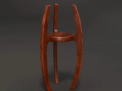 Minimalist Wooden Storage Shelf With Round Top And Curved Supports For Home 3d model