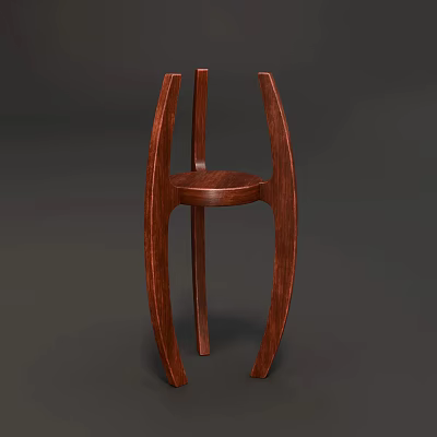 Minimalist Wooden Storage Shelf With Round Top And Curved Supports For Home 3d model