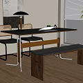 Middle Ancient Cream Dining Table and Chair Middle Ancient Dining Table and Chair 3d model