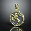 Elegant Furniture Adorned With Golden Pendant Featuring Intricate Design And Figure