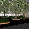Modern Garden Landscape Design With Trees Green Lawn And Water Features