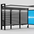 Modern Bus Stop Traffic Sign With Roof Bench Perforated Panels And Blue Screen