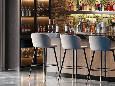 Bar Industrial Style Bar Chair Drink 3d model