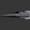 Detailed Futuristic Sci-Fi Spaceship Model Design With Blue White Exterior And Cockpit