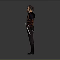 Man In Medieval Style Leather Armor With Brown Tunic Black Sleeves And Dagger