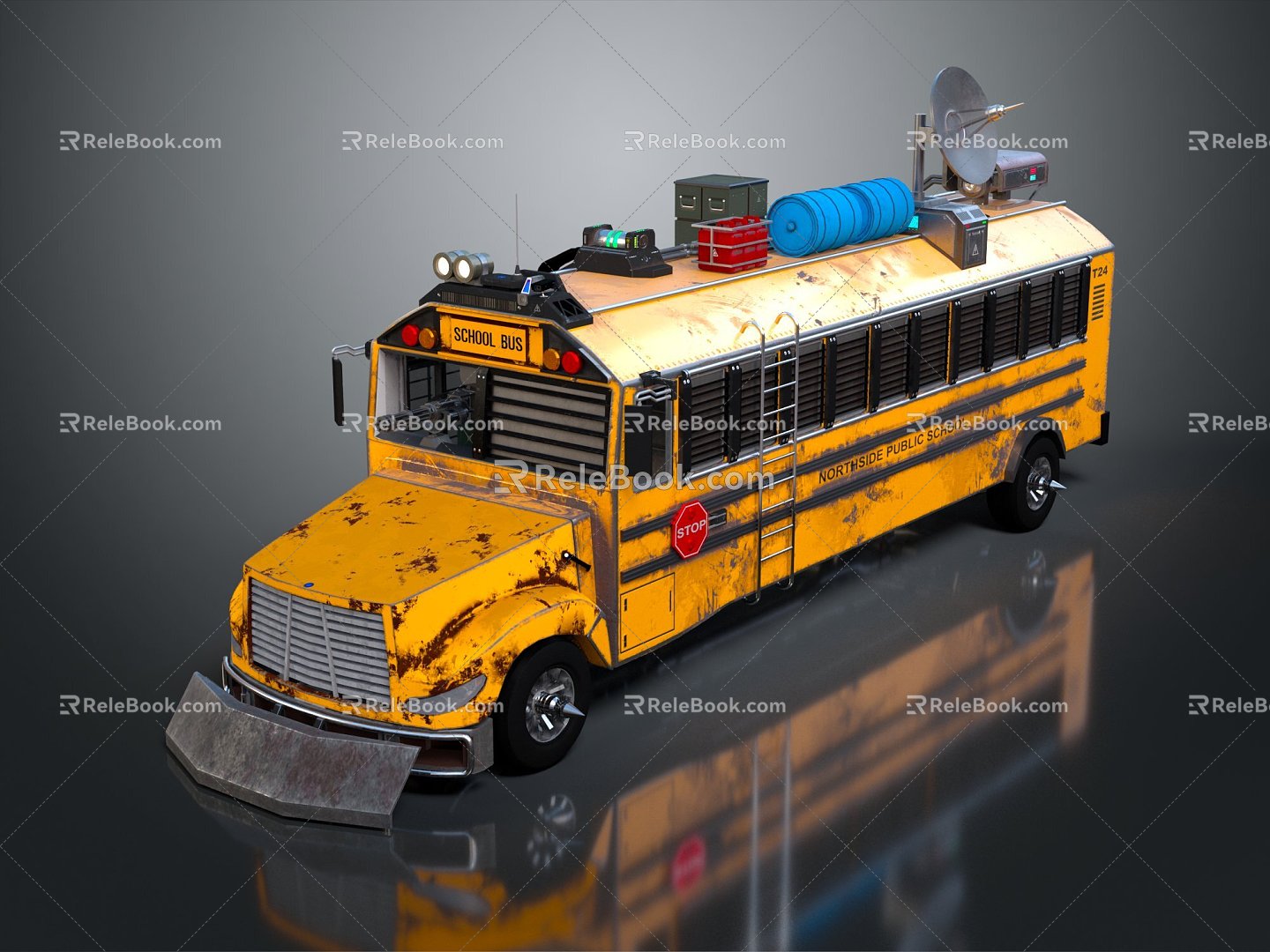 Modern School Bus Lifaving Bus Ambulance Armed School Bus 3d model