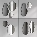 Modern Wall Mirror Arrangement With Irregular Shapes Various Sizes And Vertical Striped Reflections 3d model