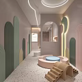 Luxury Beauty Salon Lobby Interior With Comfortable Green Sofas Marble Floor And Chandelier