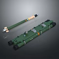 Green Military Weapon System Featuring Cylindrical Missile And Dual Launcher Tubes