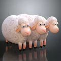 Three Cute Cartoon Sheep With Spiral Patterns Pink Faces Legs And Black Hooves Arranged Together
