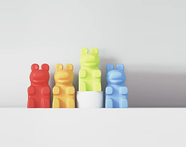 Modern Cream Decoration Combination Color Cartoon Bear Children's Toy Decoration Trendy Play Decoration Furnishings 3d model
