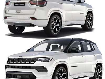 White Jeep Compass SUV Front And Rear View With Black Wheels And Stylish Design 3d model